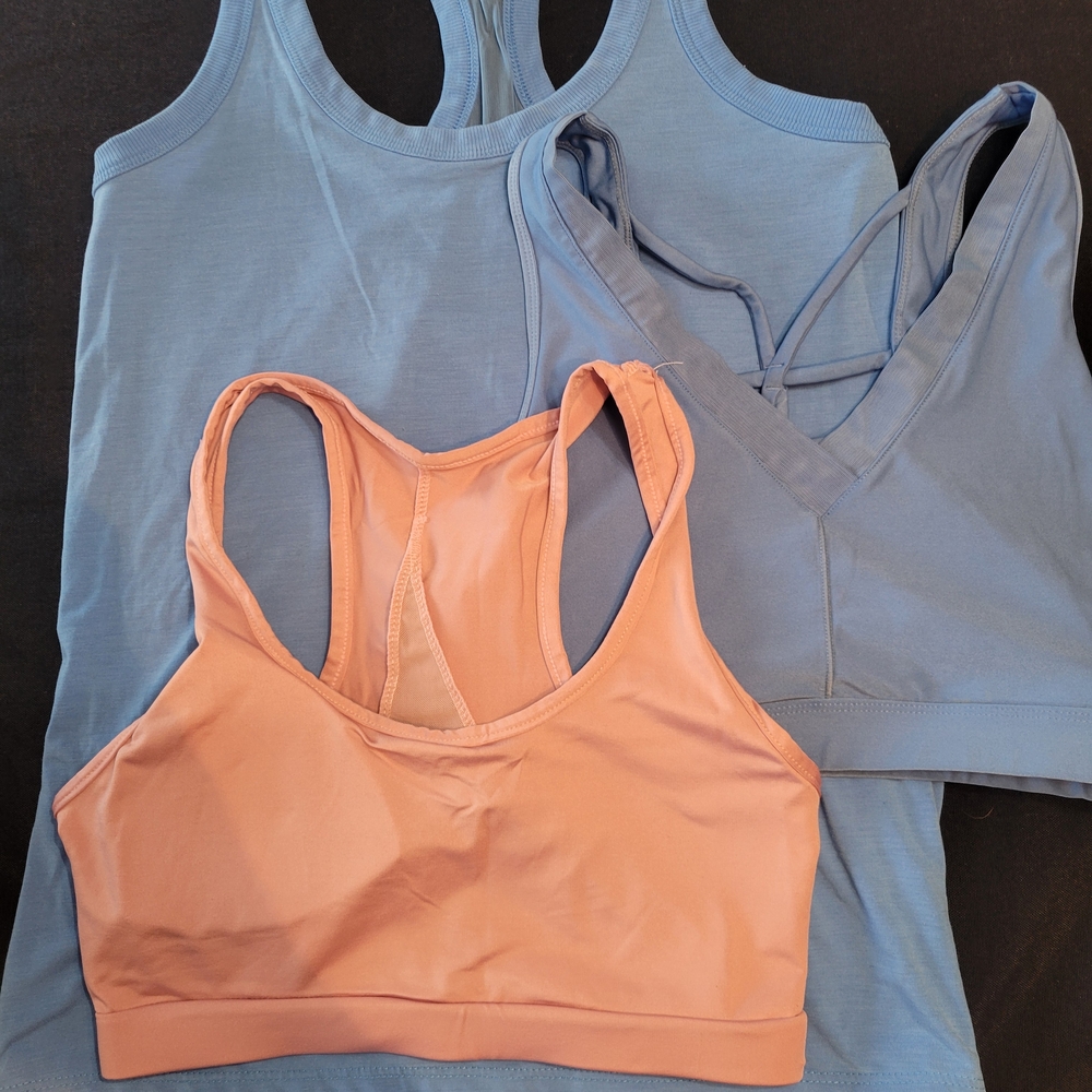 Source Unknown Blue and Peach Muscle Tees